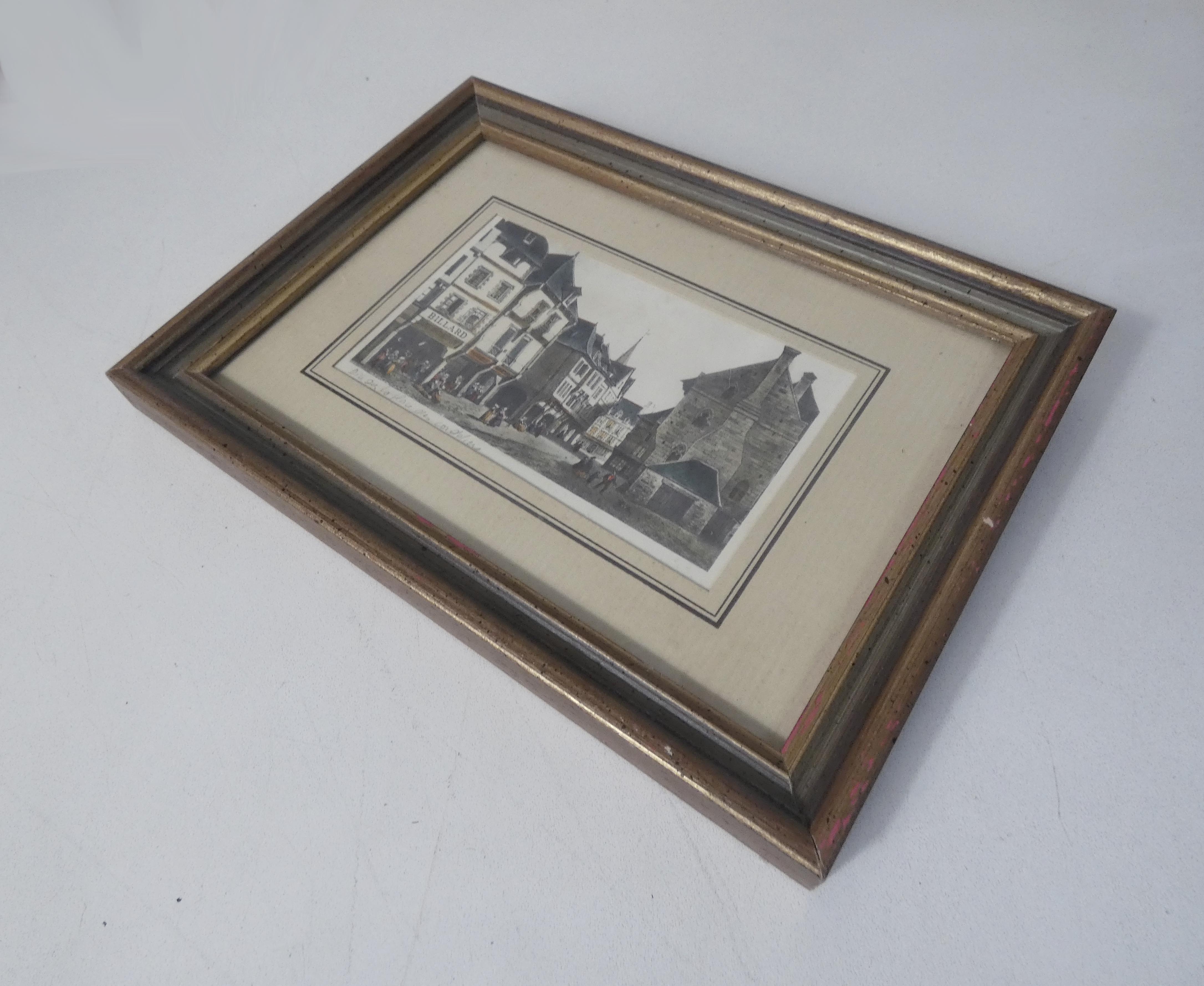 Old framed engraving dinan under glass and marie-louise