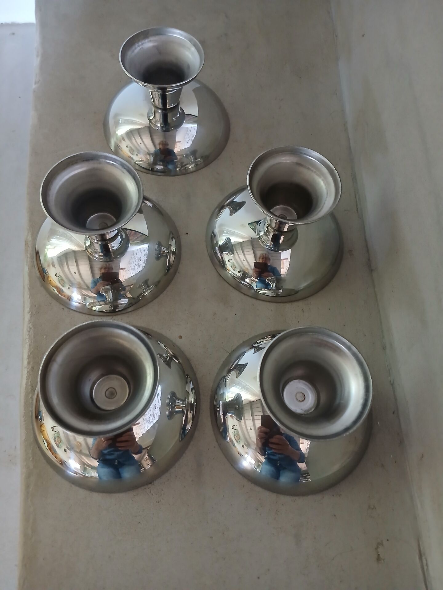 5 coupes à glace anciennes en inox