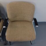 Suite of 5 armchairs with Steelcase Strafor armrests in chrome metal and wool fabric from the years