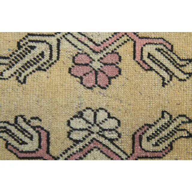 Vintage Turkish Oushak Handmade Wool Cotton Yellow Area Rug 119X210