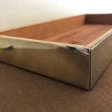 Rectangular mother-of-pearl and brass storage box 1970