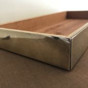 Rectangular mother-of-pearl and brass storage box 1970