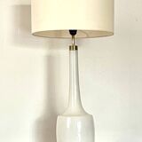 Large Scandinavian opaline and brass lamp designed by Holm Sørensen