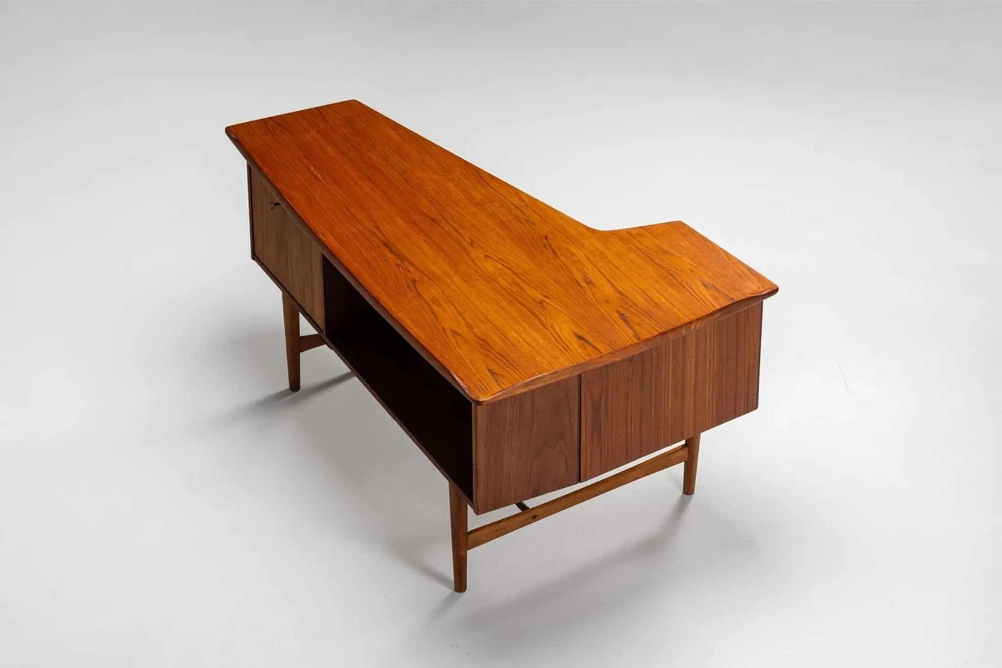 Peter Lovig Nielsen boomerang writing desk teak Lovig Denmark 1960
