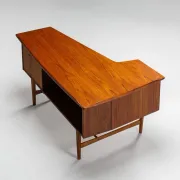 Peter Lovig Nielsen boomerang writing desk teak Lovig Denmark 1960