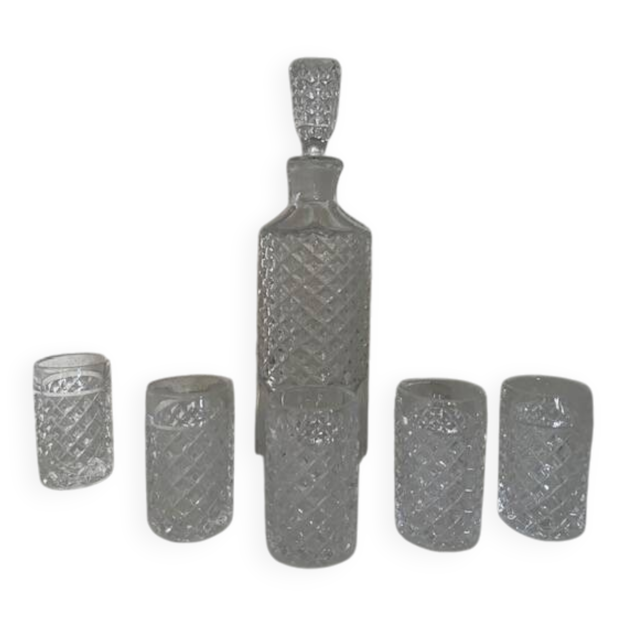 Whisky service / muscat / ... with its decanter and 5 glasses