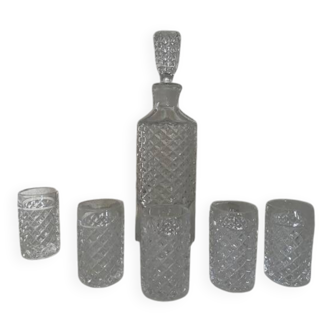 Whisky service / muscat / ... with its decanter and 5 glasses