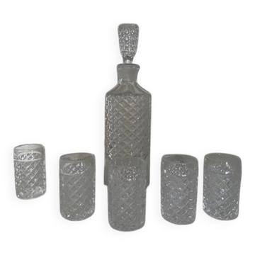 Whisky service / muscat / ... with its decanter and 5 glasses
