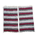 Set of two Romanian wool fluffy rugs with stripes made by hand