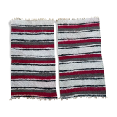 Ensemble de deux tapis moelleux en laine roumaine à rayures fabriqués à la main