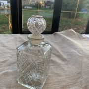 Vintage transparent molded glass whisky decanter