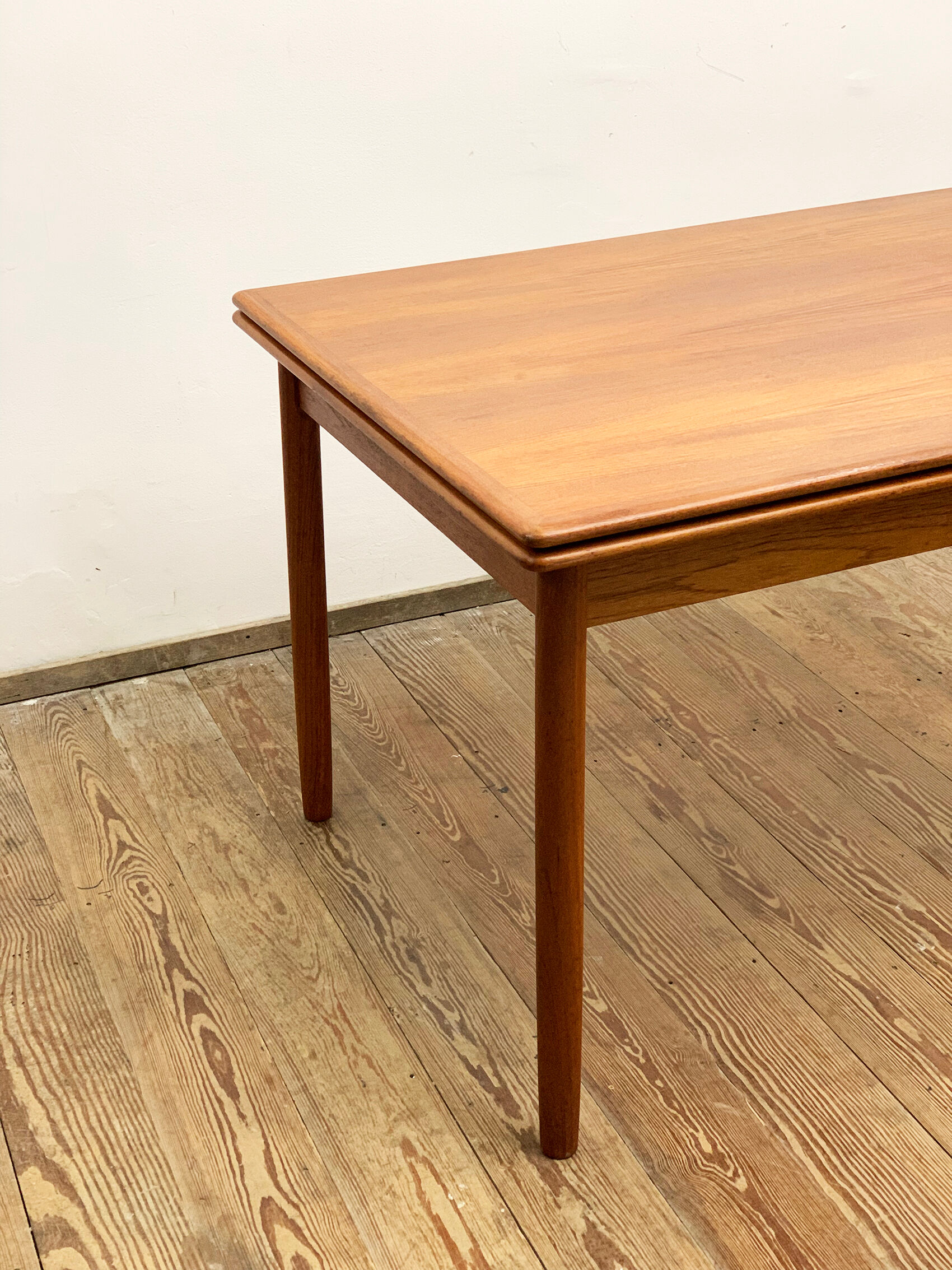 Extendable mid century teak dining table with pull out leaves, denmark, 1950s
