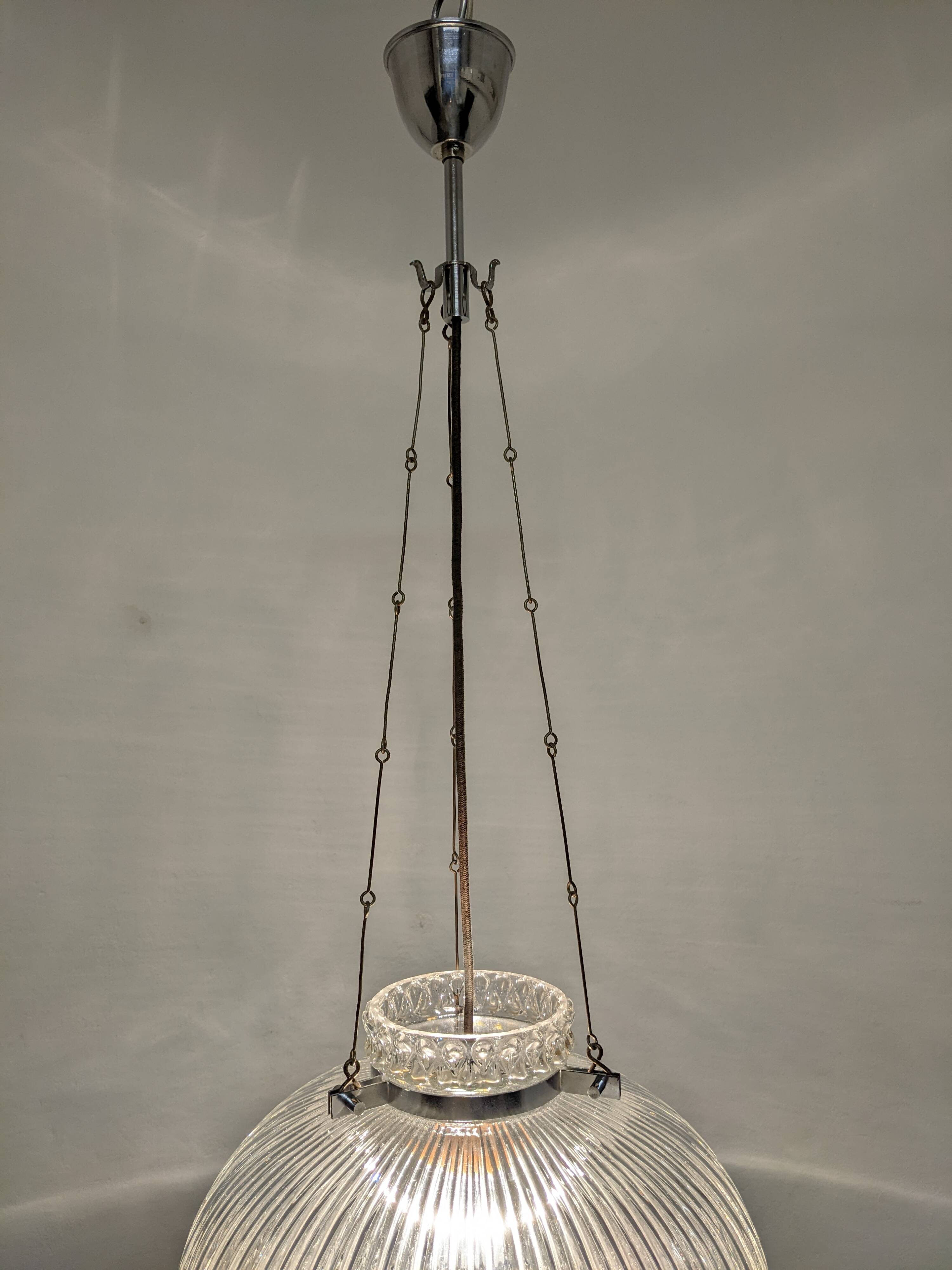 XL dome pendant light in blown glass, Italy circa 1960