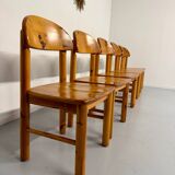 Set of 6 solid pine chairs, Scandinavian design, Reiner Daumiller