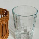 Six vintage 50s glasses in braided rattan cases