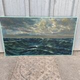 Oil on canvas, Maritime landscape, Old signed painting