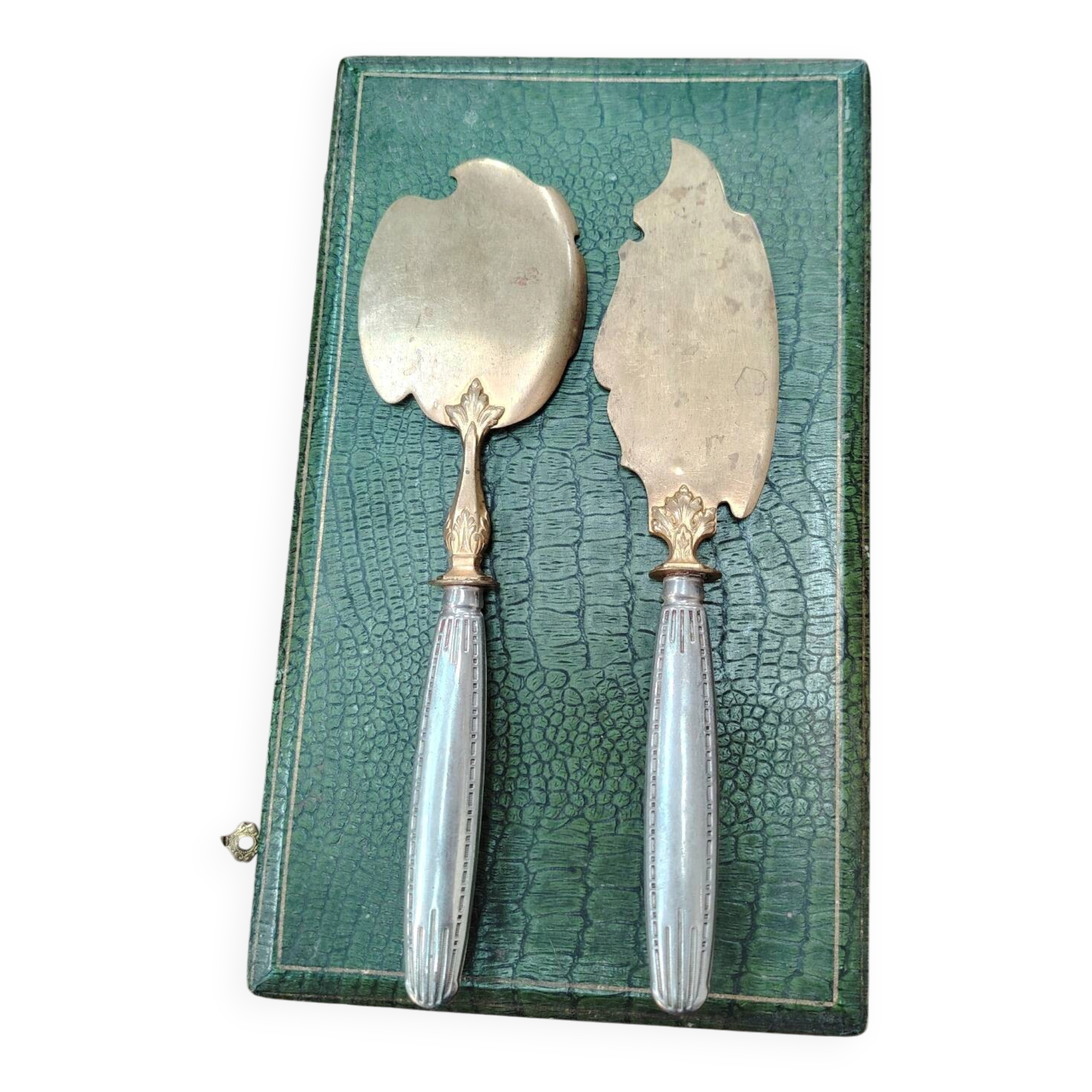 Antique fish service 2 pieces in box – Belle Époque silverware