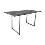 70s metal and smoked glass desk