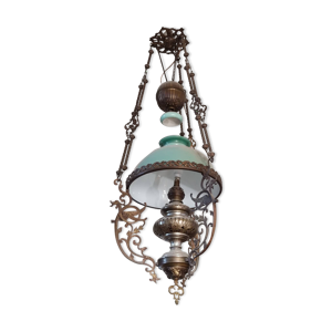 Lustres bronze / laiton avec opalines