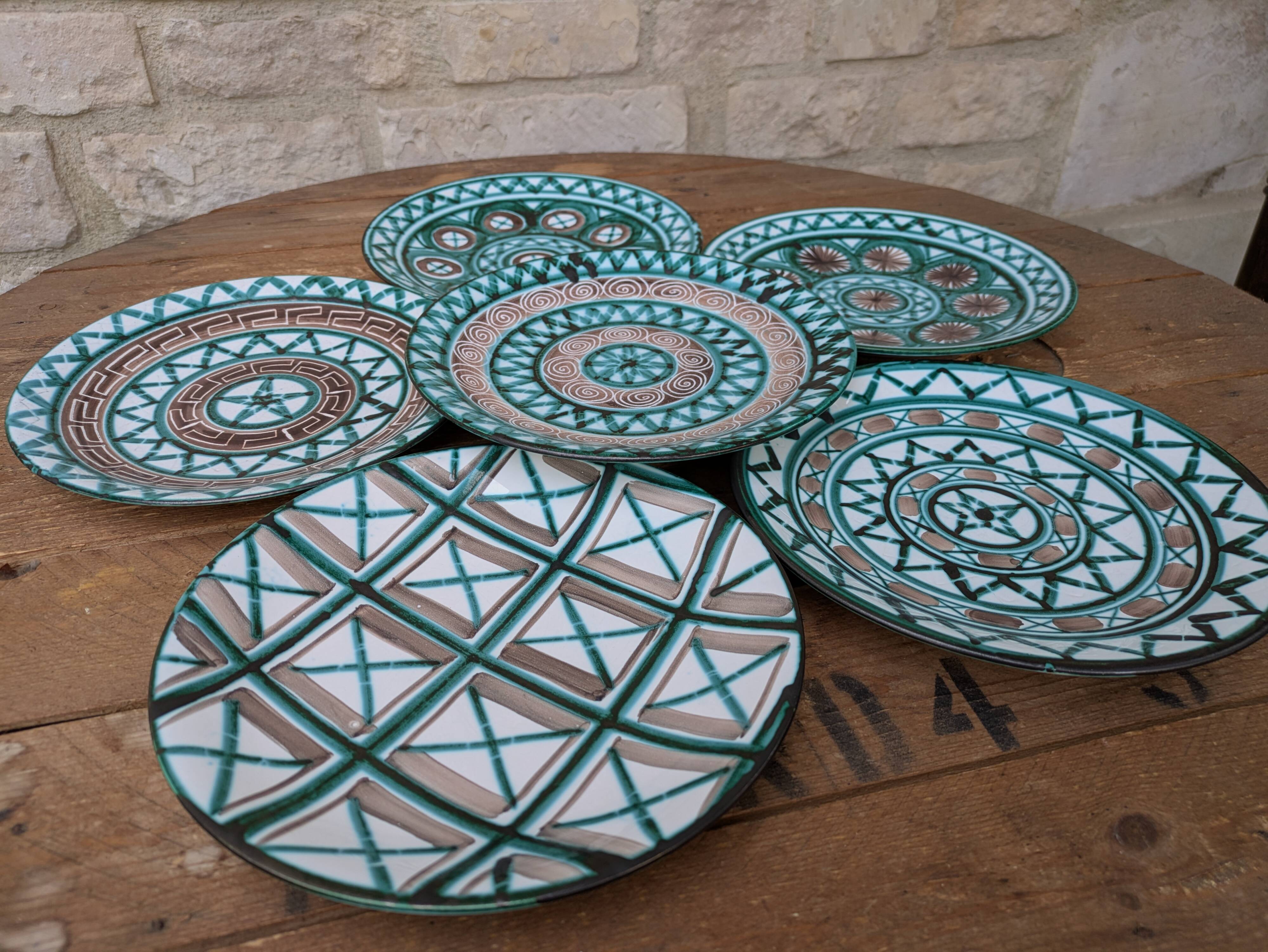 Set of 6 old Robert Picault dinner plates 24cm