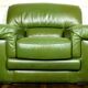 Fauteuil lounge en cuir vert