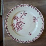 Plat faïencerie girns chardon in red