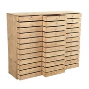 Meuble de métier à 36 tiroirs en bois brut