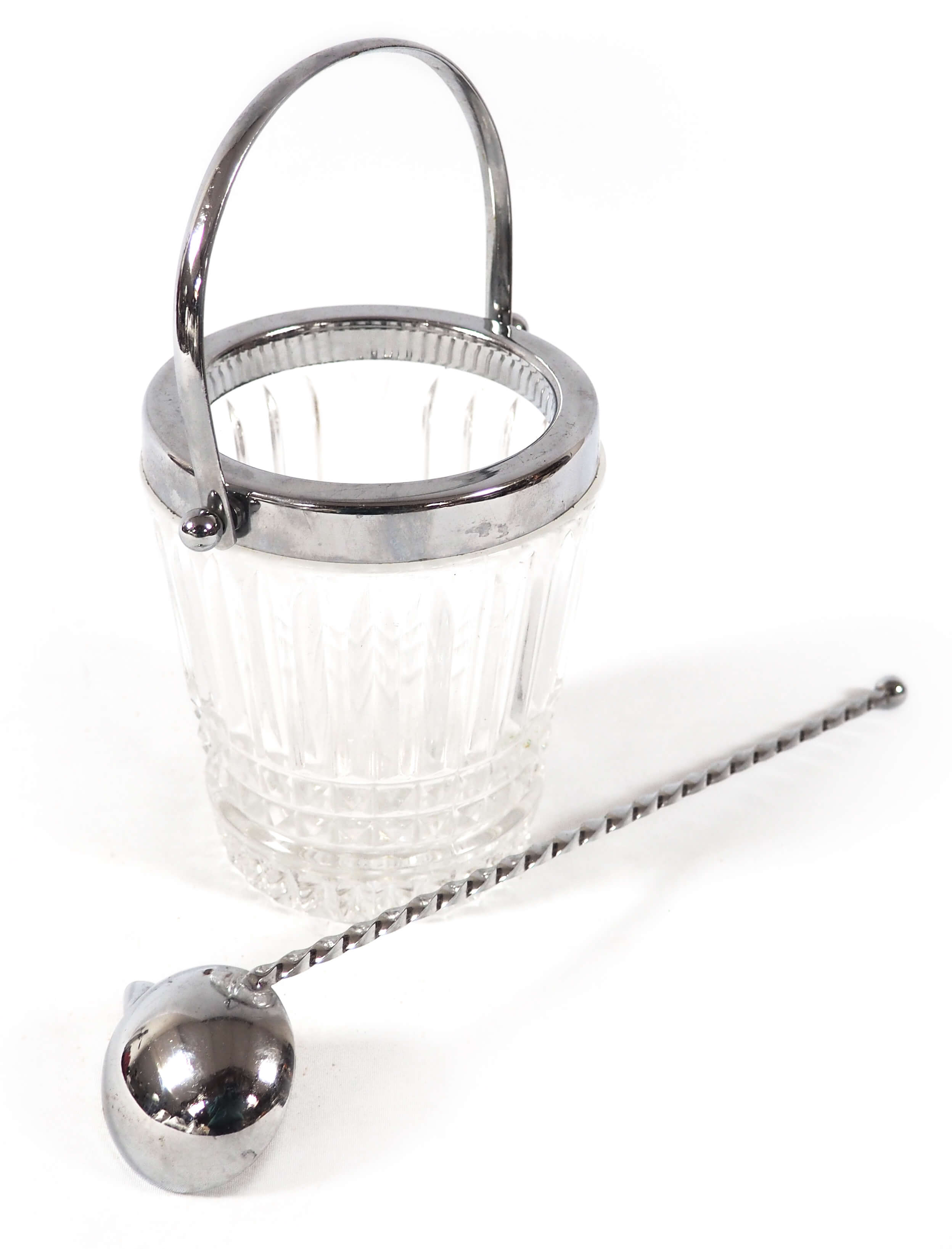 Chrome and glass ice bucket