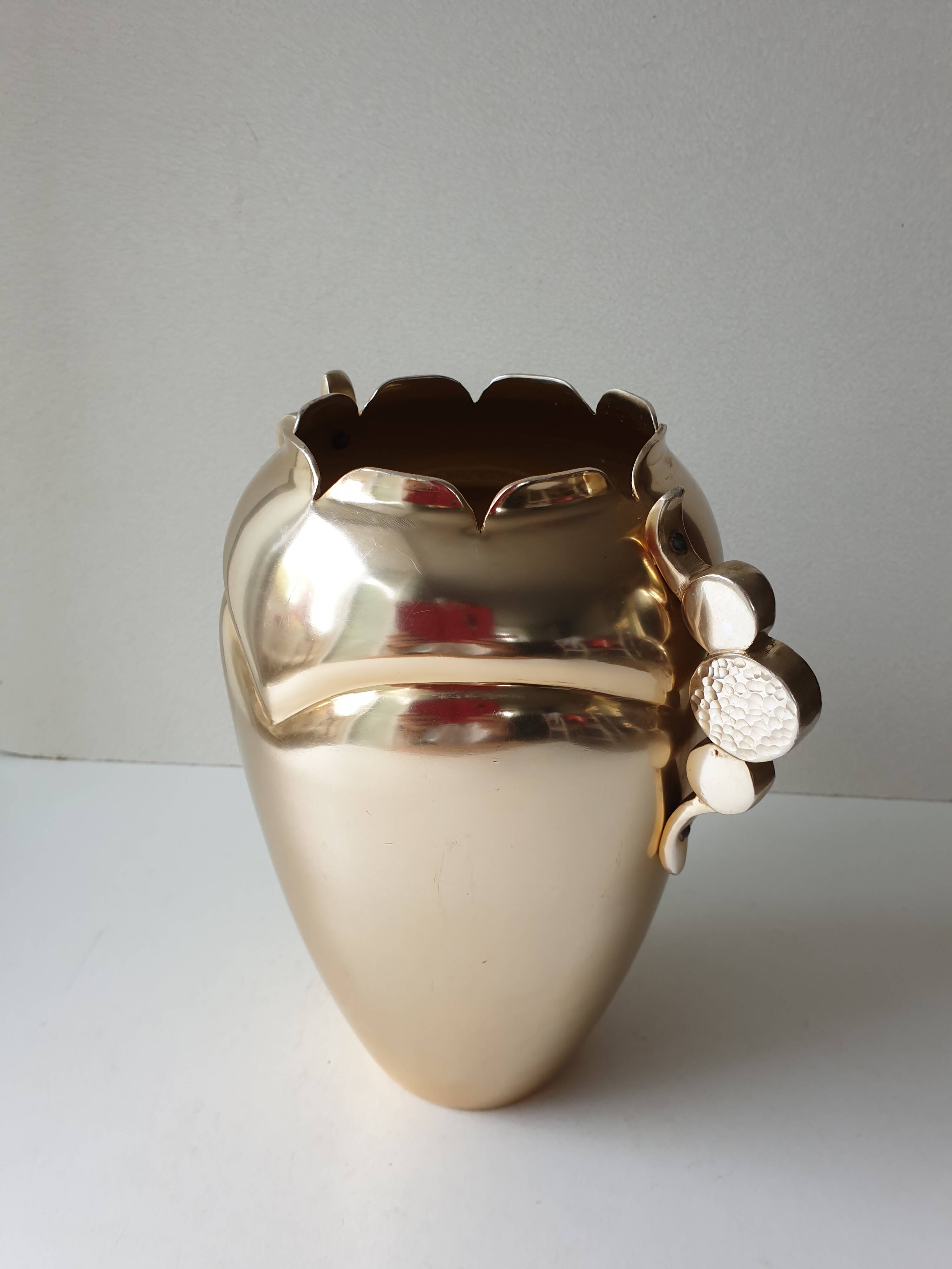 Art deco metal vase signed luxium france