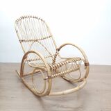 Rotin and bamboo rocking-chair
