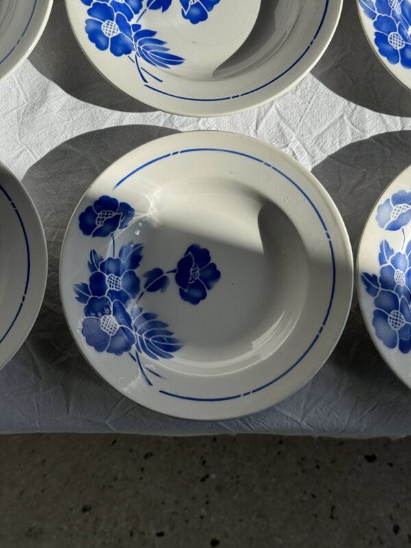 Lot de 14 assiettes creuses anciennes Moulin des Loups Hamage Modèle Edmond