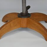 Antique black leather and oak desk chair 1900s, Sweden