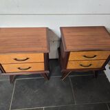 Pair of vintage teak bedside tables from the 60s