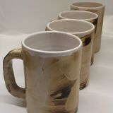Four enameled ceramic cups Galerie Palissy in Vallauris