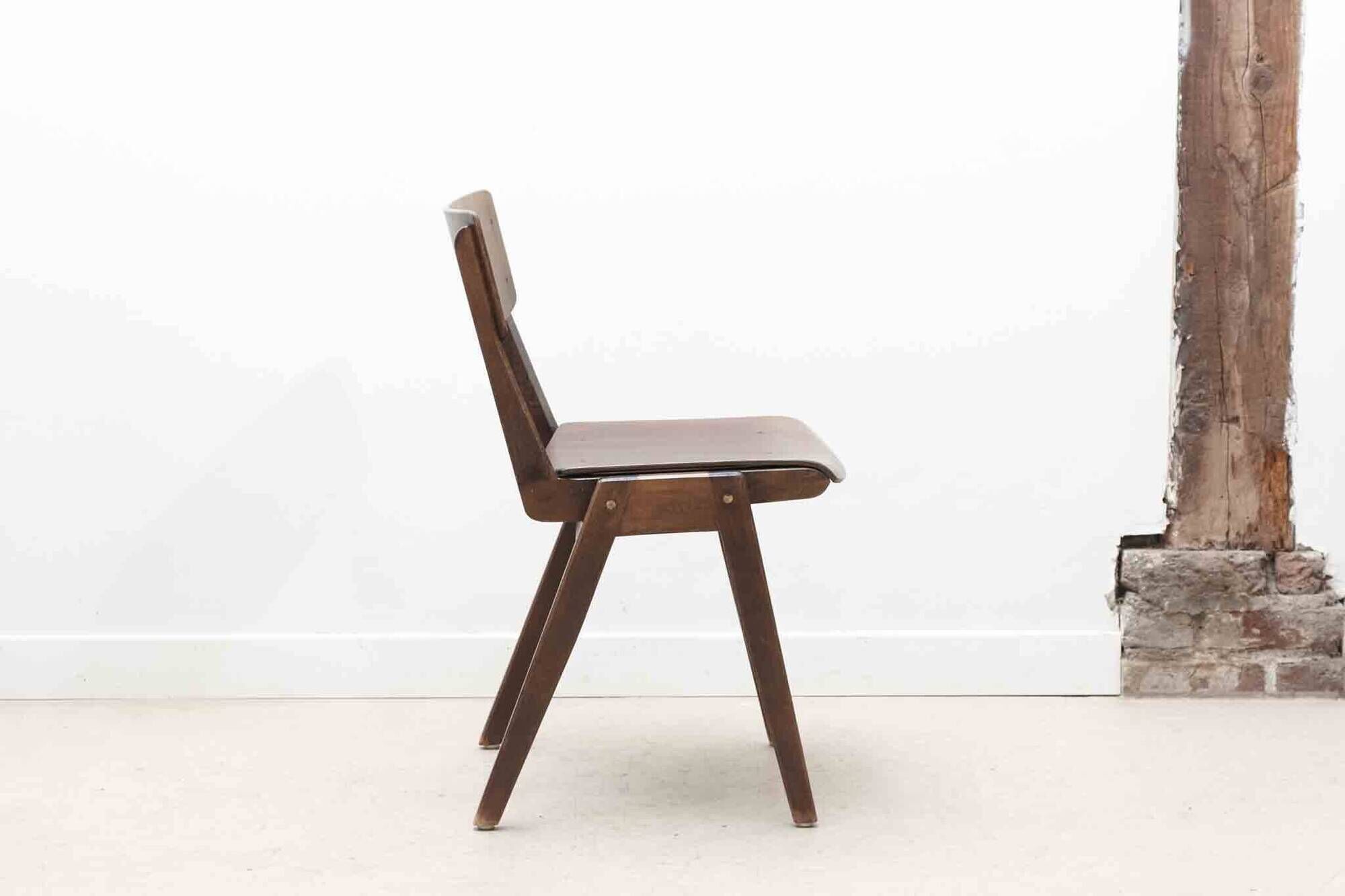 Stackable bistro chair in ebony-colored wood, Germany 1960s