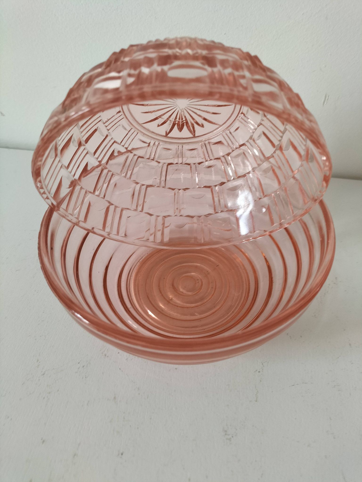 Duo coupelles verre pressé rose orangé
