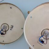 Pair of ice glass and brass wall lights by Limburg / vintage 60s-70s