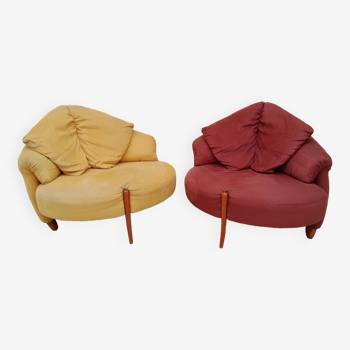 Pair of vintage poltromec fireside chairs from the 80s and 90s design