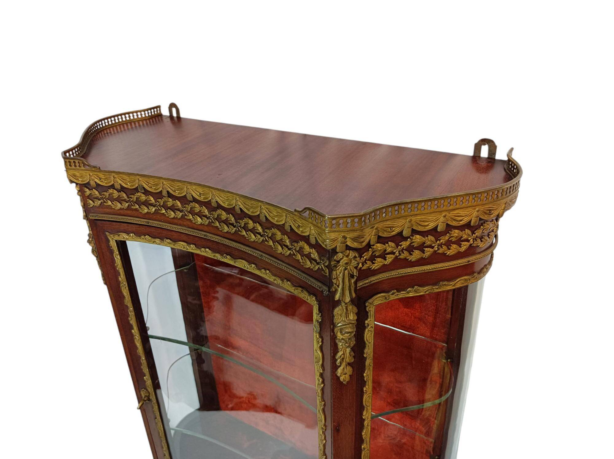 Louis XVI wall display cabinet, mahogany and bronze, France 20th century