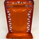 Ladle holder in vintage orange enamelled sheet metal
