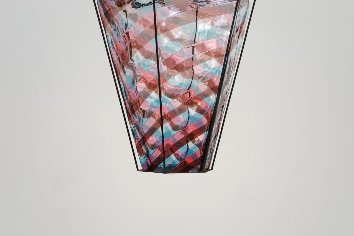 Murano Bianconi glass lantern suspension for Venini circa 1950