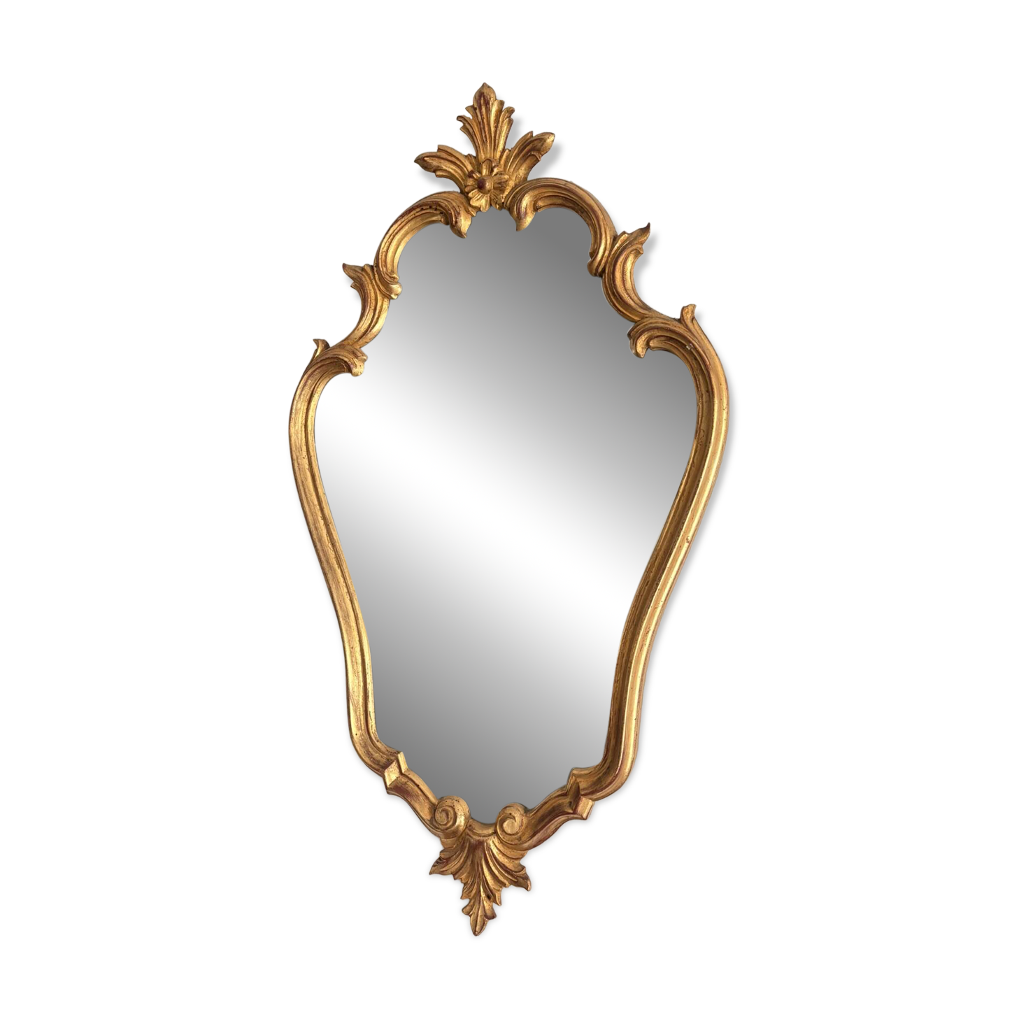 Antique Golden Wall Mirror Wood Rocaille Rococo Louis XV Shell