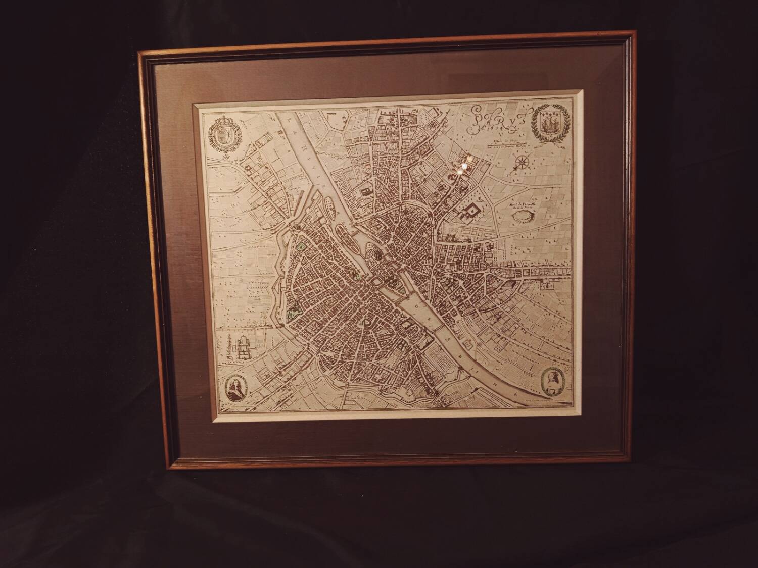 Carte historique – Plan de Paris en 1654 d'après Caspar Merian