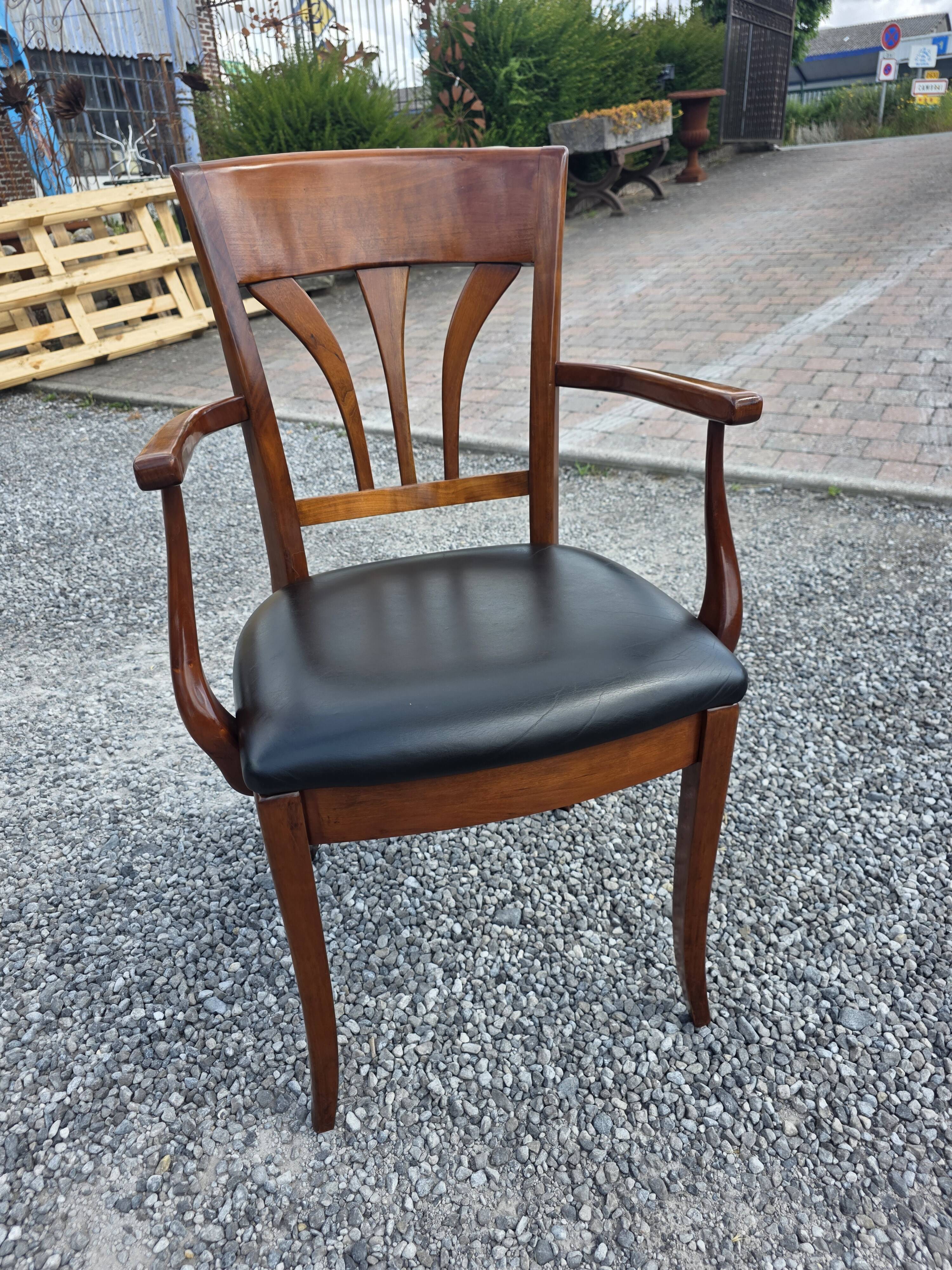 Mid-20th century solid cherry wood office chair.