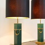 Paire de lampes de table vert  laiton