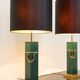 Pair of Green and Brass Mid Century Modern Table Lamps
