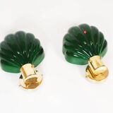 Large pair of Italian glass and brass wall lamps, Italy 1970s