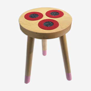 Wooden tabouret 3 circles