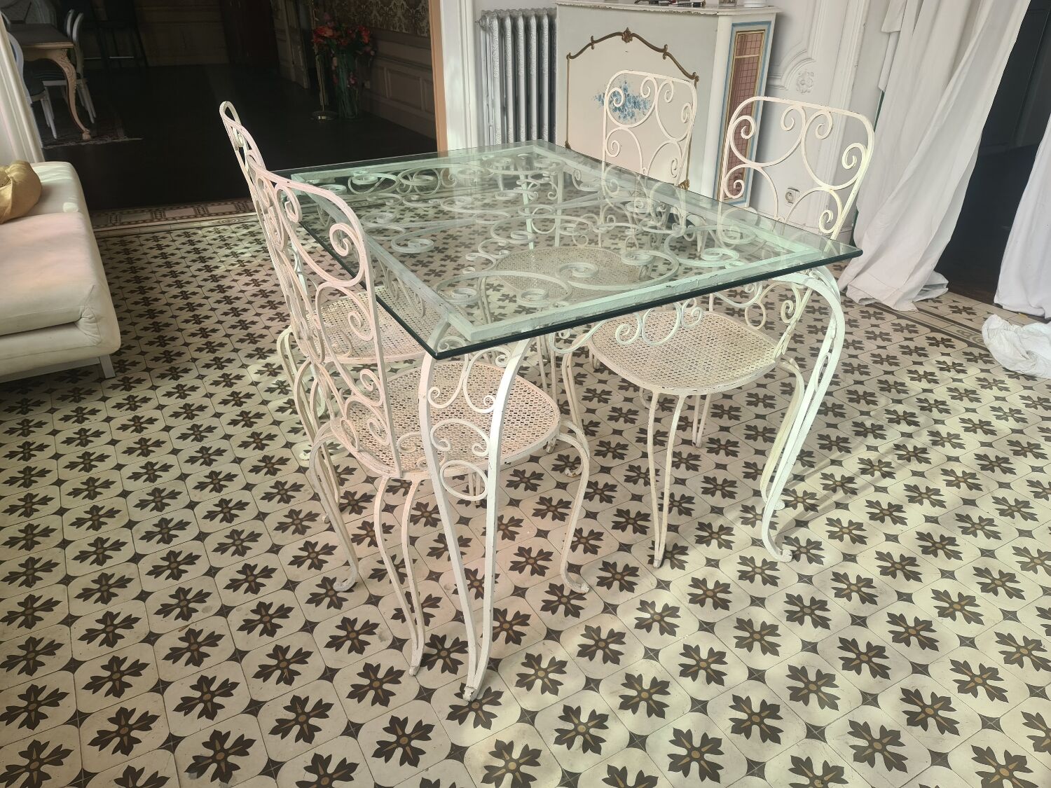 White wrought iron garden furniture 1949 1950