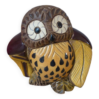 Hand carved Rinconada ceramic owl figurine made in Uruguay